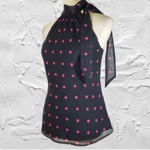 Express Design Studio 100% Silk Polka Dot Top Sz S